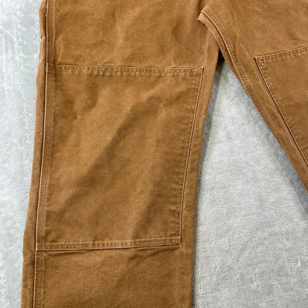 Carhartt Bib Overalls Mens 46x32 Brown Duck Double Knee Workwear Outdoor R06 211